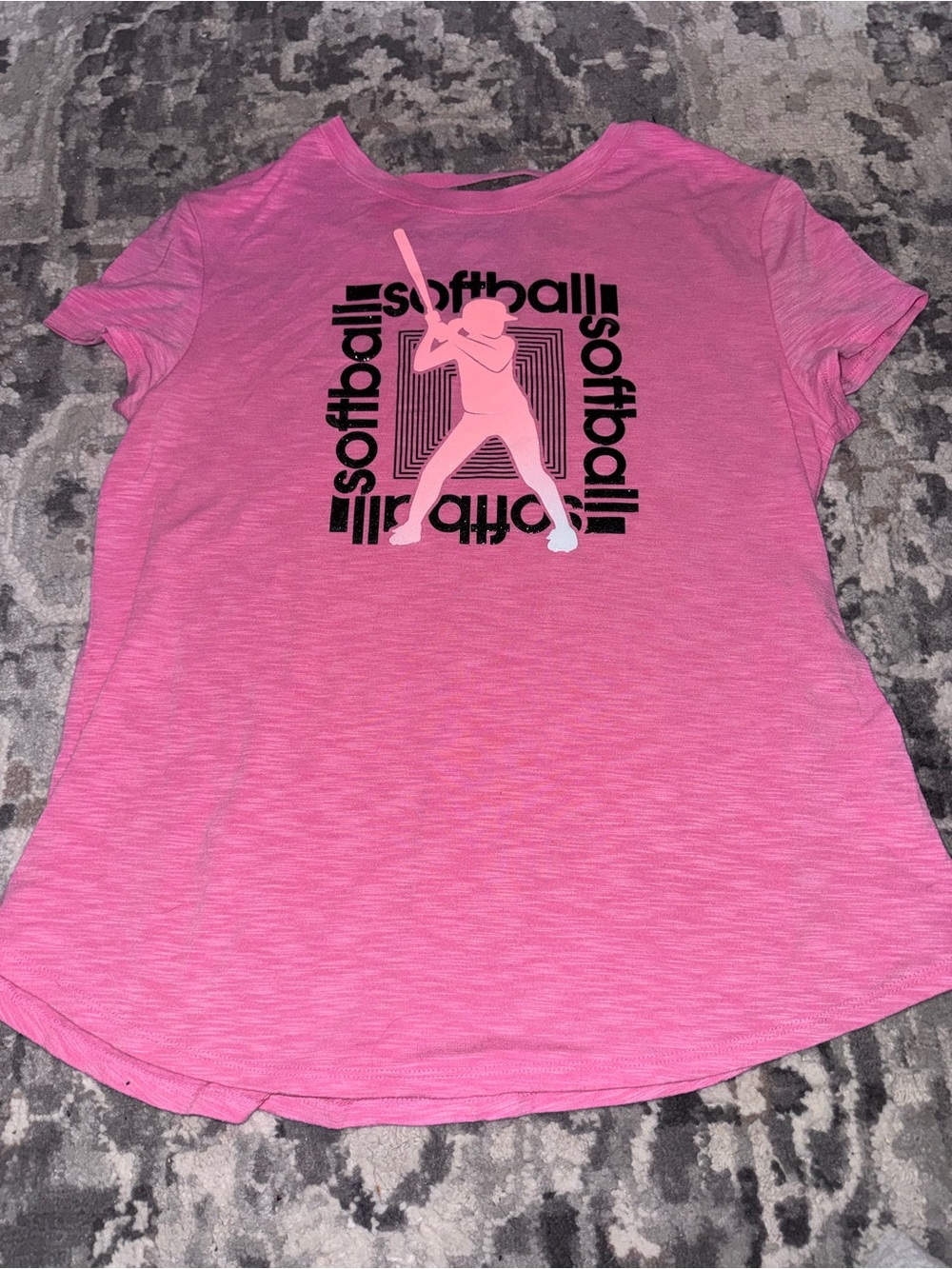 Justice Pink Softball Graphic Tee with Black Logo